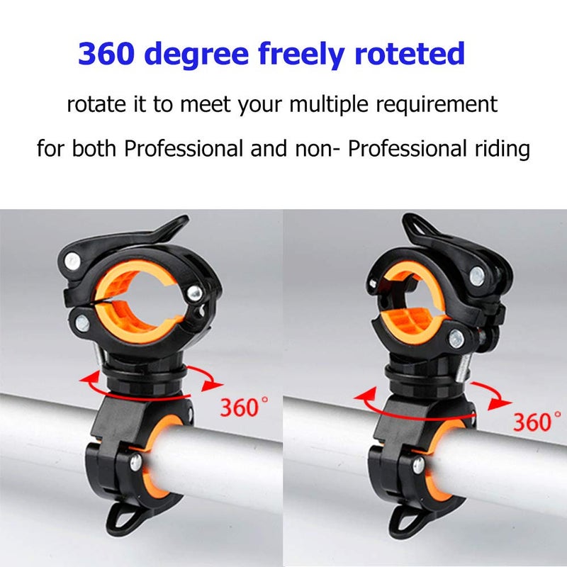 COSOOS 2 Pack Flashlight Mount Holder, Universal Bicycle Led Light Mounting Holder 360Â° Rotation Clip Clamp for Flashlight, Cycling, Riding - Image 4